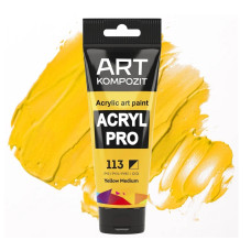 Жовта середня акрилова фарба, 75 мл., 113 Acryl PRO Kompozit