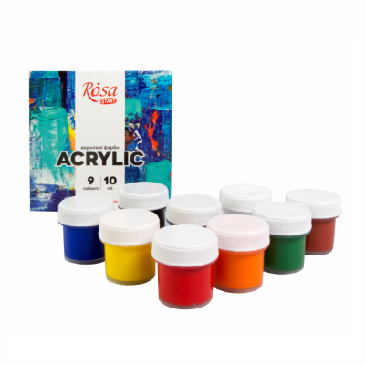 Акрилові фарби, набір 9x10 мл., ROSA COLOR