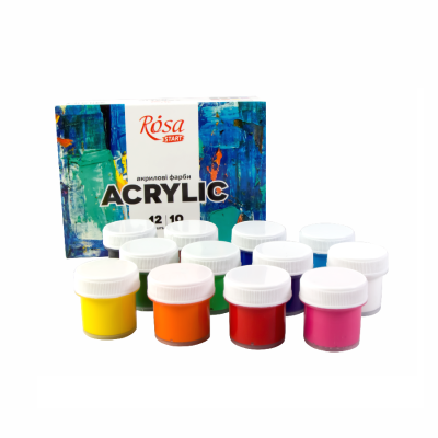 Акрилові фарби, набір 12x10 мл., ROSA COLOR