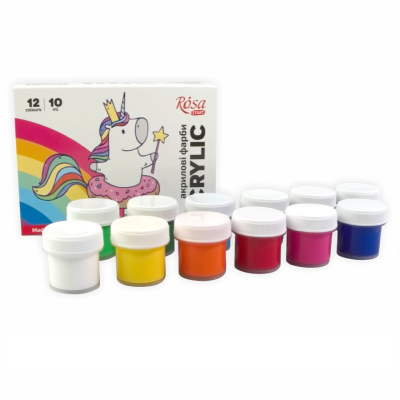 Акрилові фарби, набір 12x10мл., ROSA Unicorn