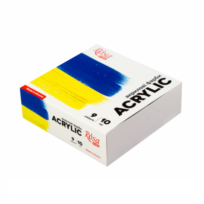 Акрилові фарби, набір 9x10 мл., ROSA Ukraine