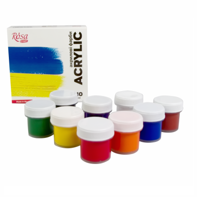 Акрилові фарби, набір 9x10 мл., ROSA Ukraine