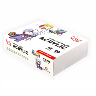 Акрилові фарби, набір 12x10 мл., ROSA Space Unicorn