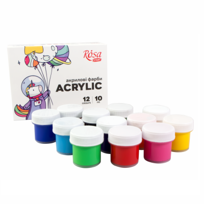 Акрилові фарби, набір 12x10 мл., ROSA Space Unicorn