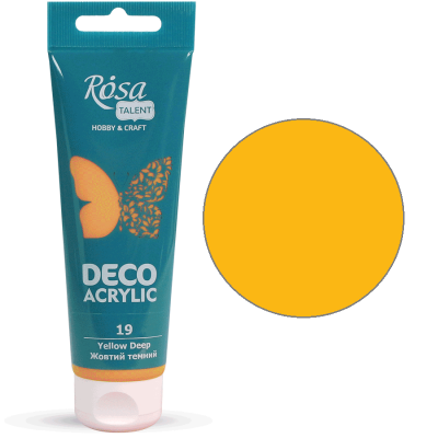 Фарба акрилова Жовта темна 75 мл., Rosa 322219