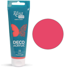 Коралловая акриловая краска для декора, 75 мл., 32 ROSA Talent Коралловая акриловая краска для декора, 75 мл., 32 ROSA Talent