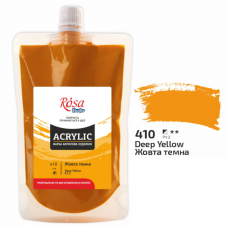 Жовта темна акрилова фарба, 200 мл., ROSA Studio