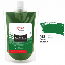Зелена акрилова фарба, 200 мл., ROSA Studio