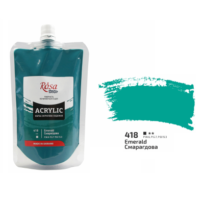 Краска акриловая Изумрудная 200 мл., Rosa 323200418