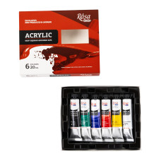 Набор акриловых красок, 6 цветов по 20 мл., ROSA Studio