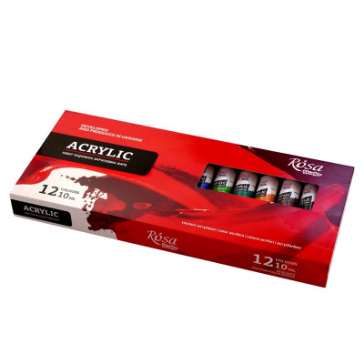 Акрилові фарби, 12 шт. по 10 мл., Rosa 9074766