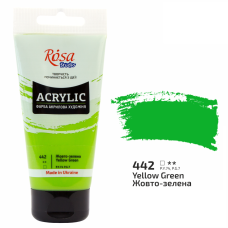 Жовто-зелена акрилова фарба, 75 мл., 442 ROSA Studio