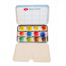 Набір акварельних фарб, 12 кольорів в кюветах, в металевому пеналі, Білі Ночі 191201440 Невська Палітра