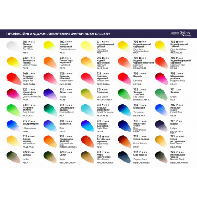 Белила цинковые акварельная краска, 2.5 мл, ROSA Gallery 701