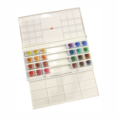 Набір акварельних фарб, 24 кольори в кюветах, в пластиковому пеналі, Санкт-Петербург 1942017 Невська Палітра