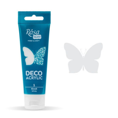 Білий, матовий, Акрил для декору, 75 мл, ROSA Talent Білий, матовий, Акрил для декору, 75 мл, ROSA Talent