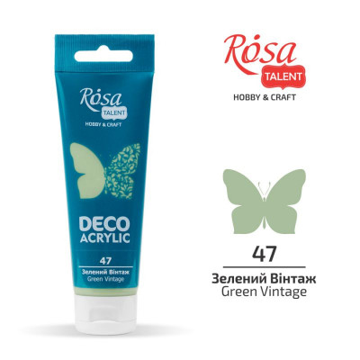 Зелена вінтаж, матовий, Акрил для декору, 75 мл, ROSA Talent Зелена вінтаж, матовий, Акрил для декору, 75 мл, ROSA Talent
