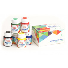 Набір акрилових матових фарб, 6 кольорів по 20 мл., ROSA Talent Набір акрилових матових фарб, 6 кольорів по 20 мл., ROSA Talent