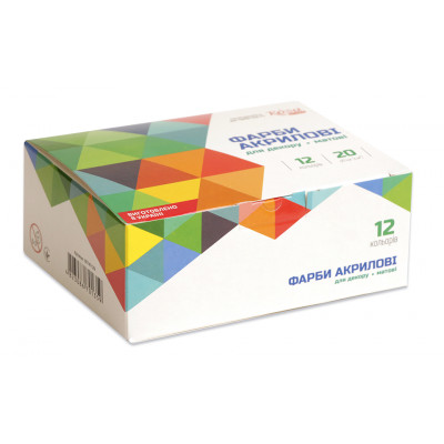 Набір акрилових матових фарб, 12 кольорів по 20 мл., ROSA Talent
