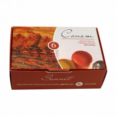 Набір гуашевих фарб, металік, 6 кольорів по 20 мл., Сонет 3641401