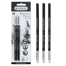 Набор угольных карандашей, 3 шт., мягкий, средний и жесткий, 43704 Acmeliae