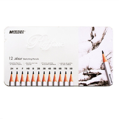 Графітові олівців Marco в металевому пеналі 12шт. Графітові олівців Marco в металевому пеналі 12шт.