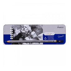 Набір графітових олівців, 6 шт. HB-8B, в металевому пеналі, 8015-6TN CHROMA Marco