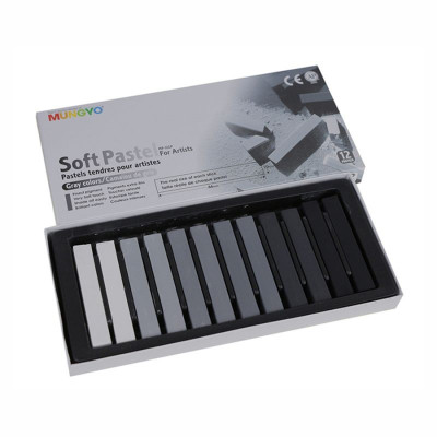 Набір сухої пастелі, 12 кольорів, м'яка, Сірі відтінки, MUNGYO MP-12G