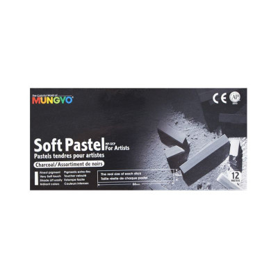 Набір сухої пастелі, 12 кольорів, м'яка, Вугілля, MUNGYO MP-12С