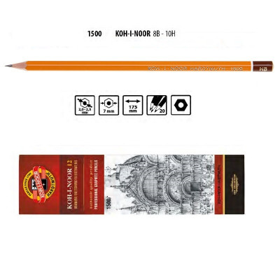 Карандаш графитный, 1500 HВ, KOH-I-NOOR