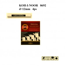 Набор угля хдожественного, d12mm, белый, 4шт. различной твердости-мягкости. KOH-I-NOOR 8692
