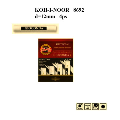 Набор угля хдожественного, d12mm, белый, 4шт. различной твердости-мягкости. KOH-I-NOOR 8692 Набор угля хдожественного, d12mm, белый, 4шт. различной твердости-мягкости. KOH-I-NOOR 8692