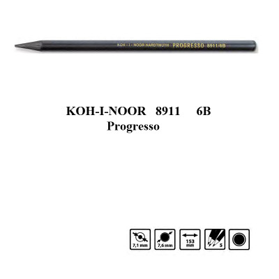 Карандаш бездревесный Progresso 8911 6B, Koh-i-Noor