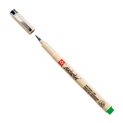 Лайнер-кисть зеленая, PIGMA Brush, Sakura