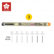 Желтый Линер 0.45мм, PIGMA Micron (0.5), Sakura