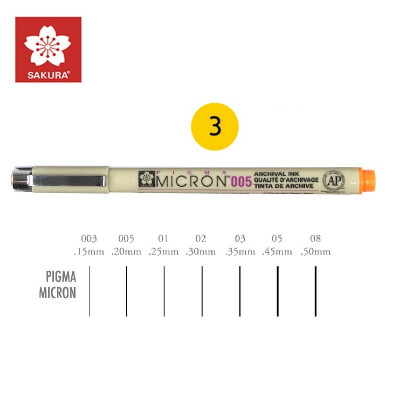 Желтый Линер 0.45мм, PIGMA Micron (0.5), Sakura