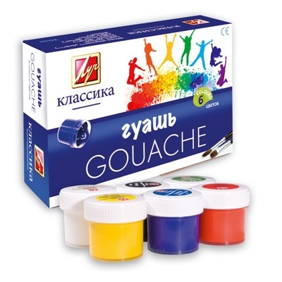 Набір гуашевих фарб, 6 кольорів по 20 мл., Класика Луч 19С1275-08