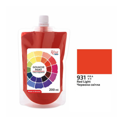 Фарба гуашева Червона світла Роса 200мл