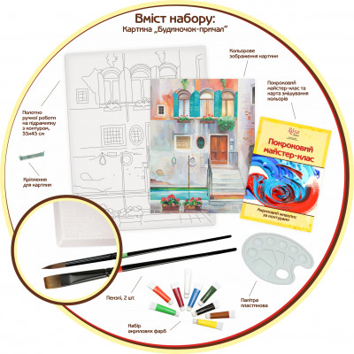 Будиночок-причал. Акрилова картина по контуру. Набір.