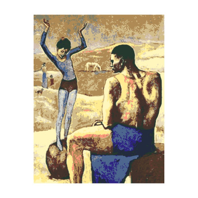 Дівчина на кулі, акрилова картина за номерами, набір Rosa Start