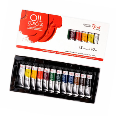 Олійні фарби художні, набір 12*10 мл. Rosa 131016