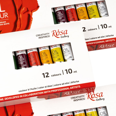 Олійні фарби художні, набір 12*10 мл. Rosa 131016