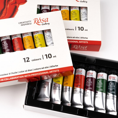 Олійні фарби художні, набір 12*10 мл. Rosa 131016