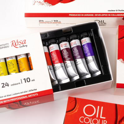 Олійні фарби художні, набір 24*10 мл. Rosa 131017