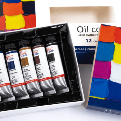 Олійні фарби художні, набір 12*10 мл. Rosa 131010