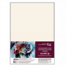 Набор бумаги для акварели , 10л., А3 (29,7х42см), Мелкое зерно, 200г/м2, ROSA Studio Набор бумаги для акварели , 10л., А3 (29,7х42см), Мелкое зерно, 200г/м2, ROSA Studio