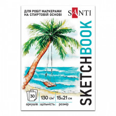 Скетчбук для спиртовых маркеров, А5, 30 л., 130г/м2, склейка, Relax SANTI