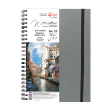 Блокнот для акварели, А4, 200г/м2, 25% хлопка, 30 л. на спирали, Антрацит, Watercolor by Fabriano ROSA Gallery