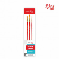 Набір пензлів, 3 шт., синтетика плоска 2 шт. і кругла 1 шт., ROSA STAR 3 Набір пензлів, 3 шт., синтетика плоска 2 шт. і кругла 1 шт., ROSA STAR 3