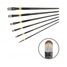 Синтетика овальна, № 2, KOLOS 1017 Yellow stripe, довга ручка, художній пензель